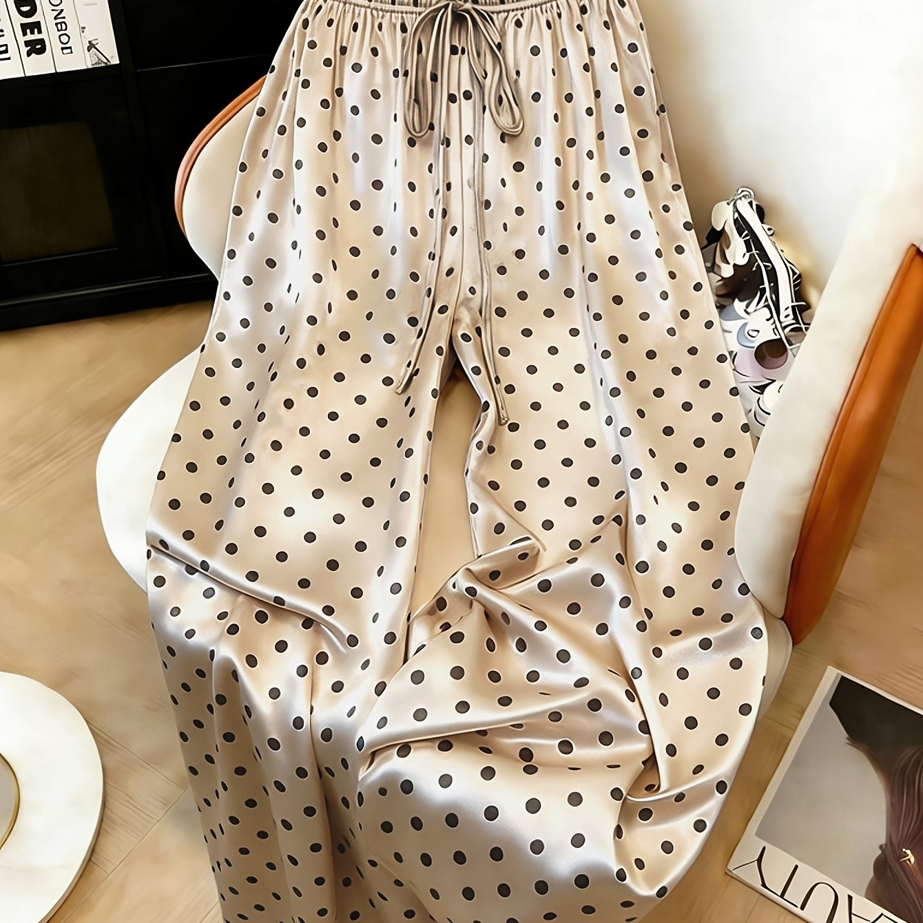 TEMU Tall Tall Women's Pants, Irregular Polka Dot Pattern Pants, Women's Elegant And Slim Fit Sexy Pants, Comfortable Casual Pants, Essential For And