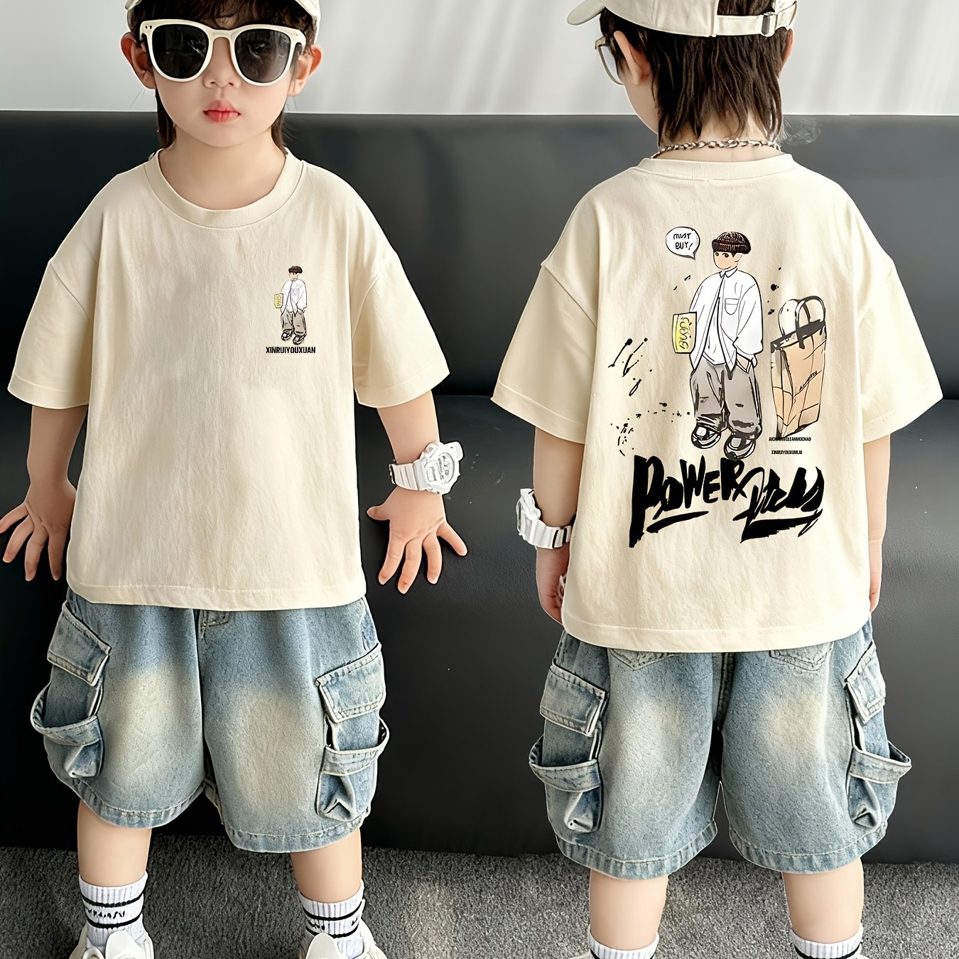 TEMU A Short-sleeved T-shirt 2026 Clothing Medium And Large Small Apricot Fashion Short-sleeved T-shirt