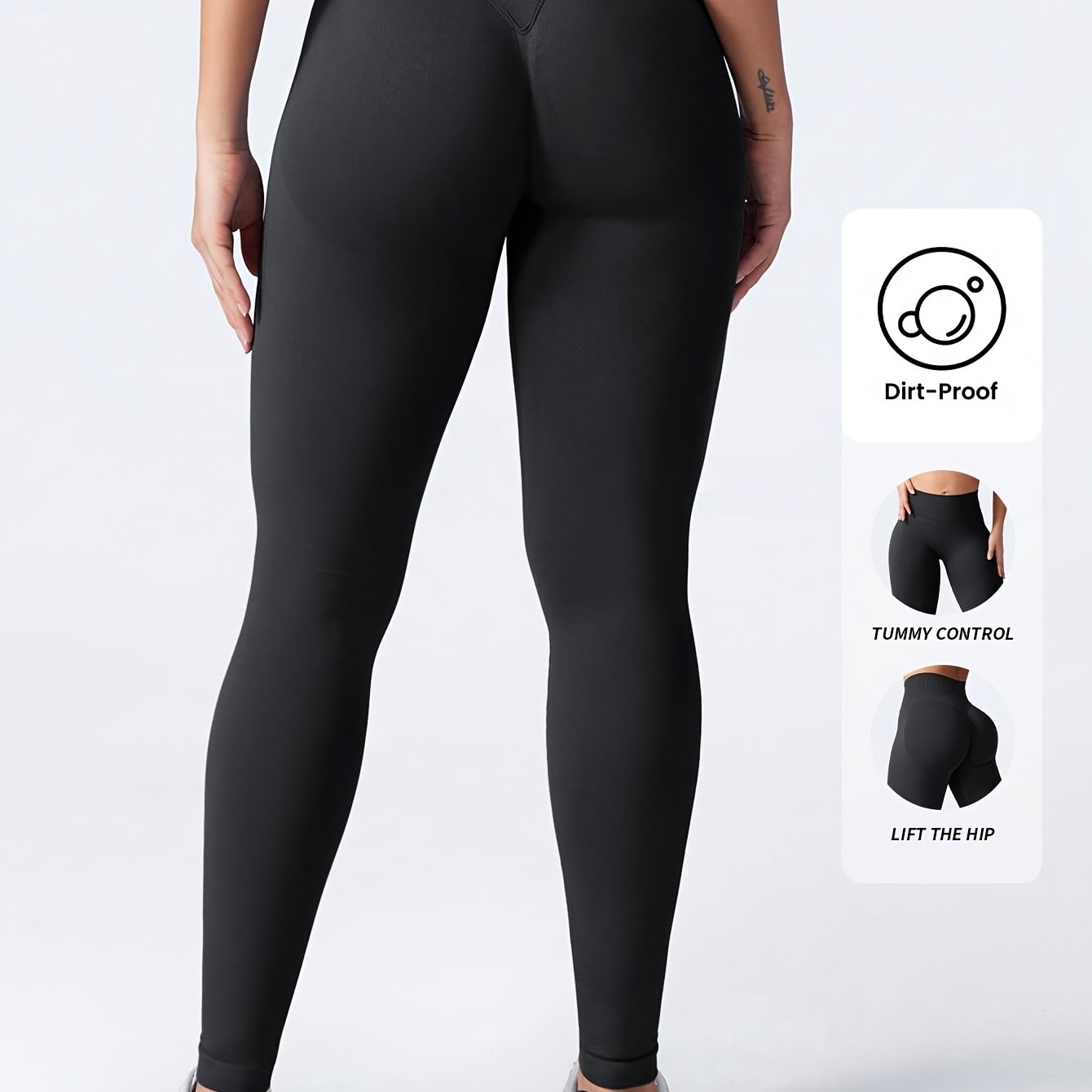 TEMU 1 pieza de leggings deportivos de yoga de talle alto, color liso, sin costuras, color nude, ajustados para mujer, ideales para correr al aire