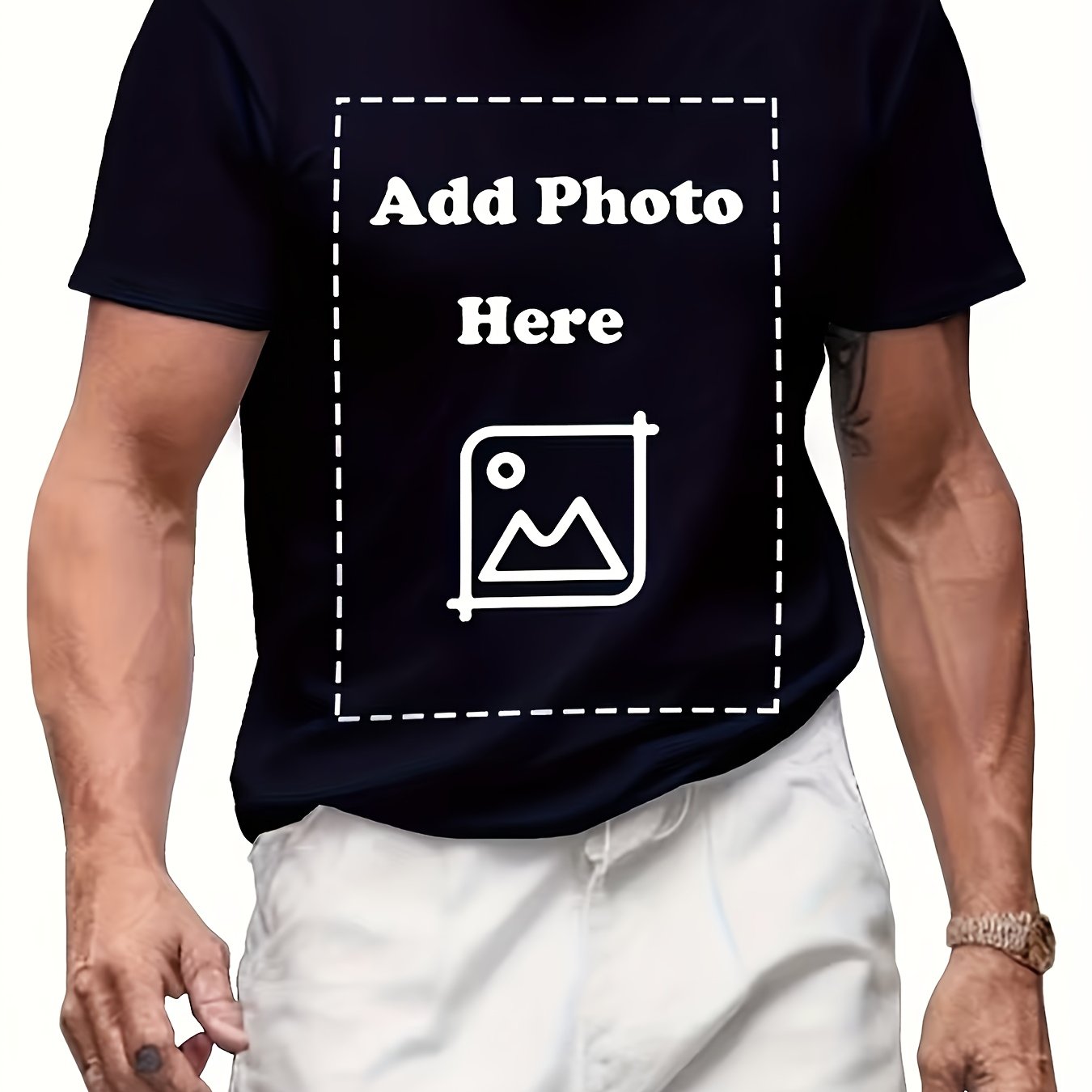 Custom Photo T-shirt With Your Own Picture/text - Selfie Shirt Suitable For &, Soft Breathable Fabric, Round Neck Short Sleeve, Your Own Images For Gifts, , Events - Unisex Casual Apparel