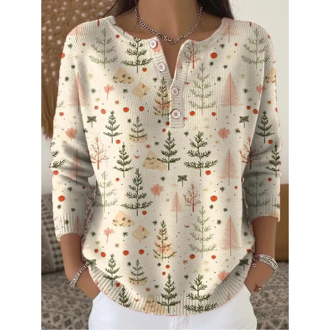 Vintage 3d Sweater, Women's Elegant Slouchy Loose Fit Stand Collar Knitwear, Chic Cozy Thick Pullover