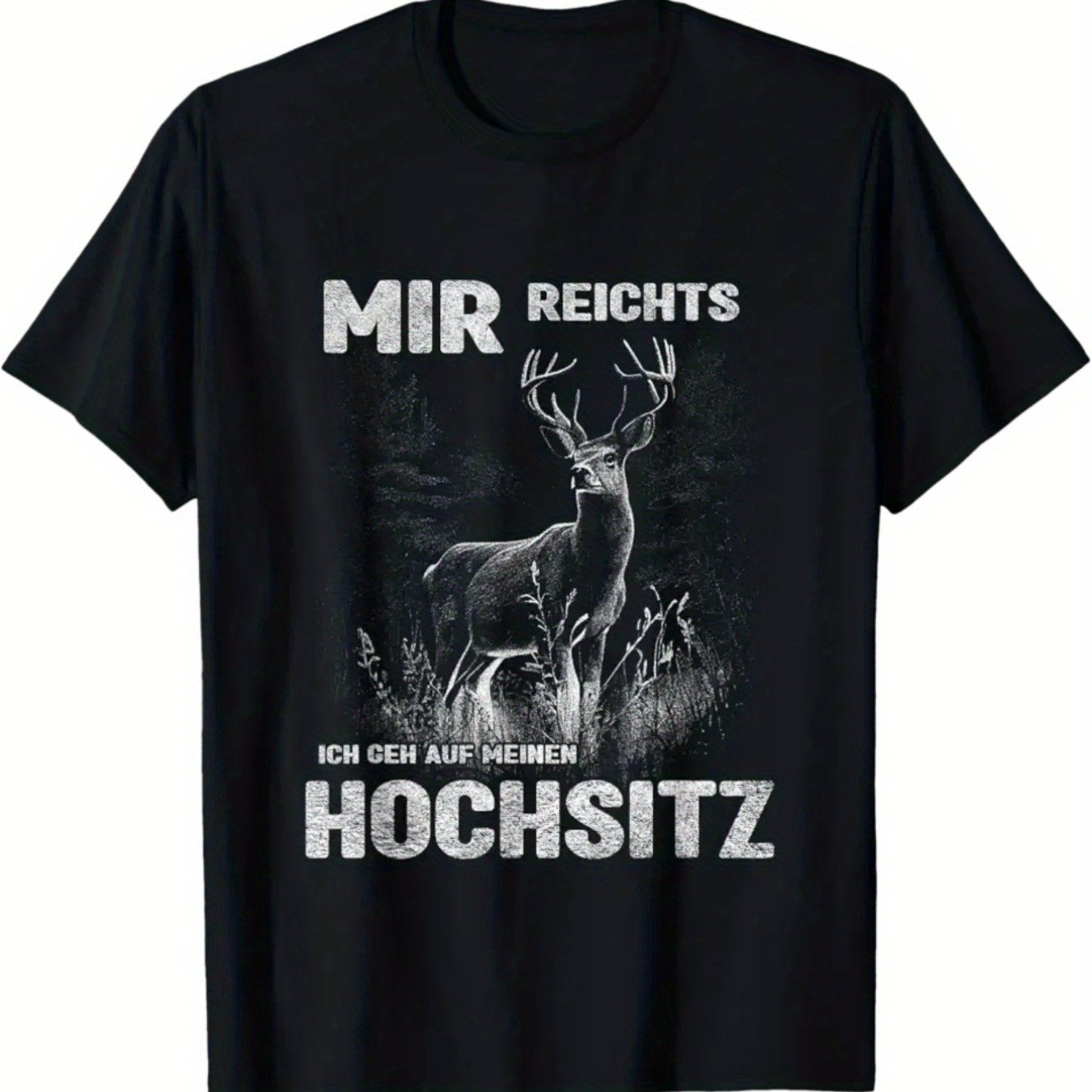 Men's & Women's German Hunting T-shirt - Mr Reichsitz Stag Head & Antlers Print Tee With German , Outdoor Shirt For Hunters, Machine Washable Casual Round Neck Top (ideal Gift For Hunting Enthusiasts)