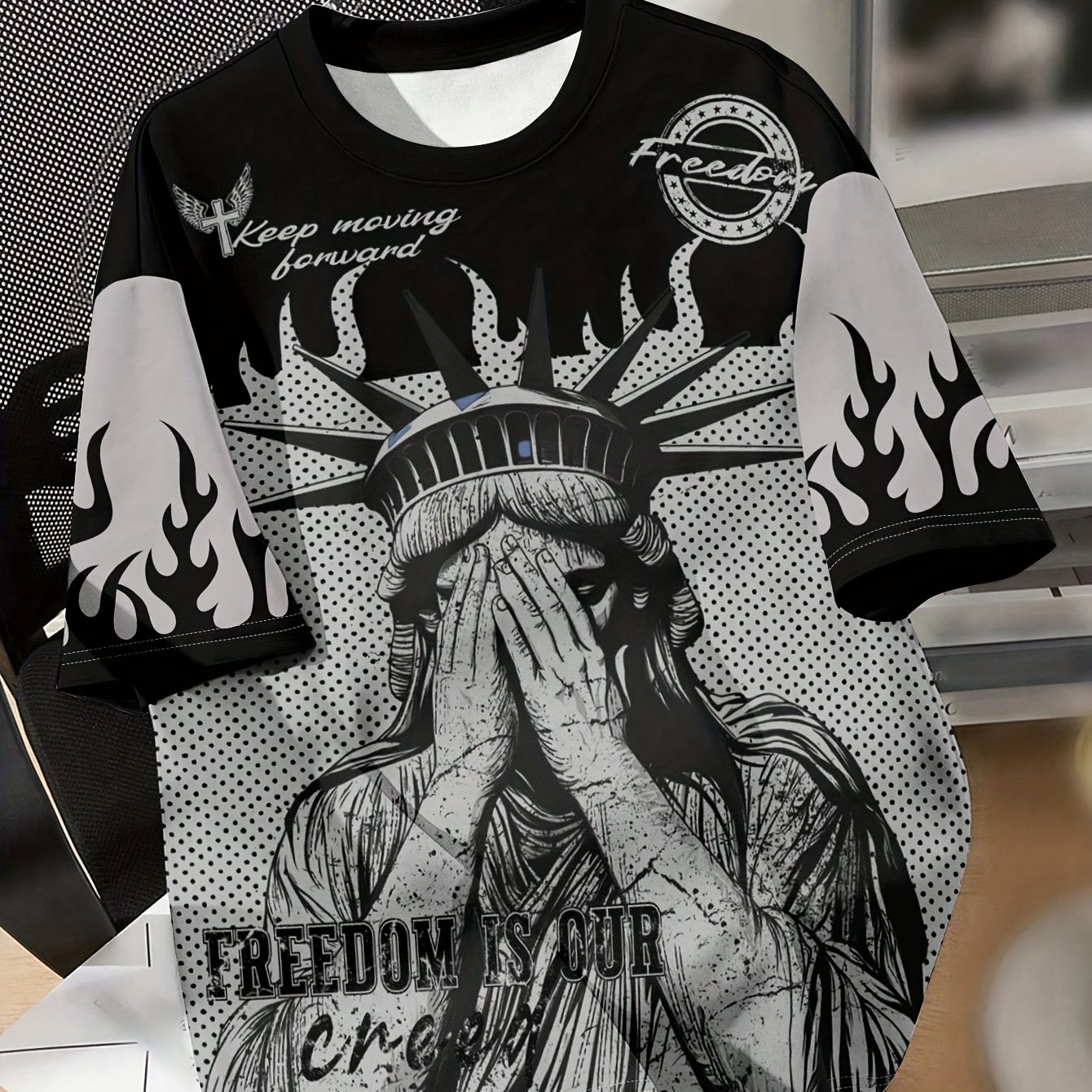 TEMU Youth Casual Print Short Sleeve T-shirt K8071, Standard Men's Short Sleeve
