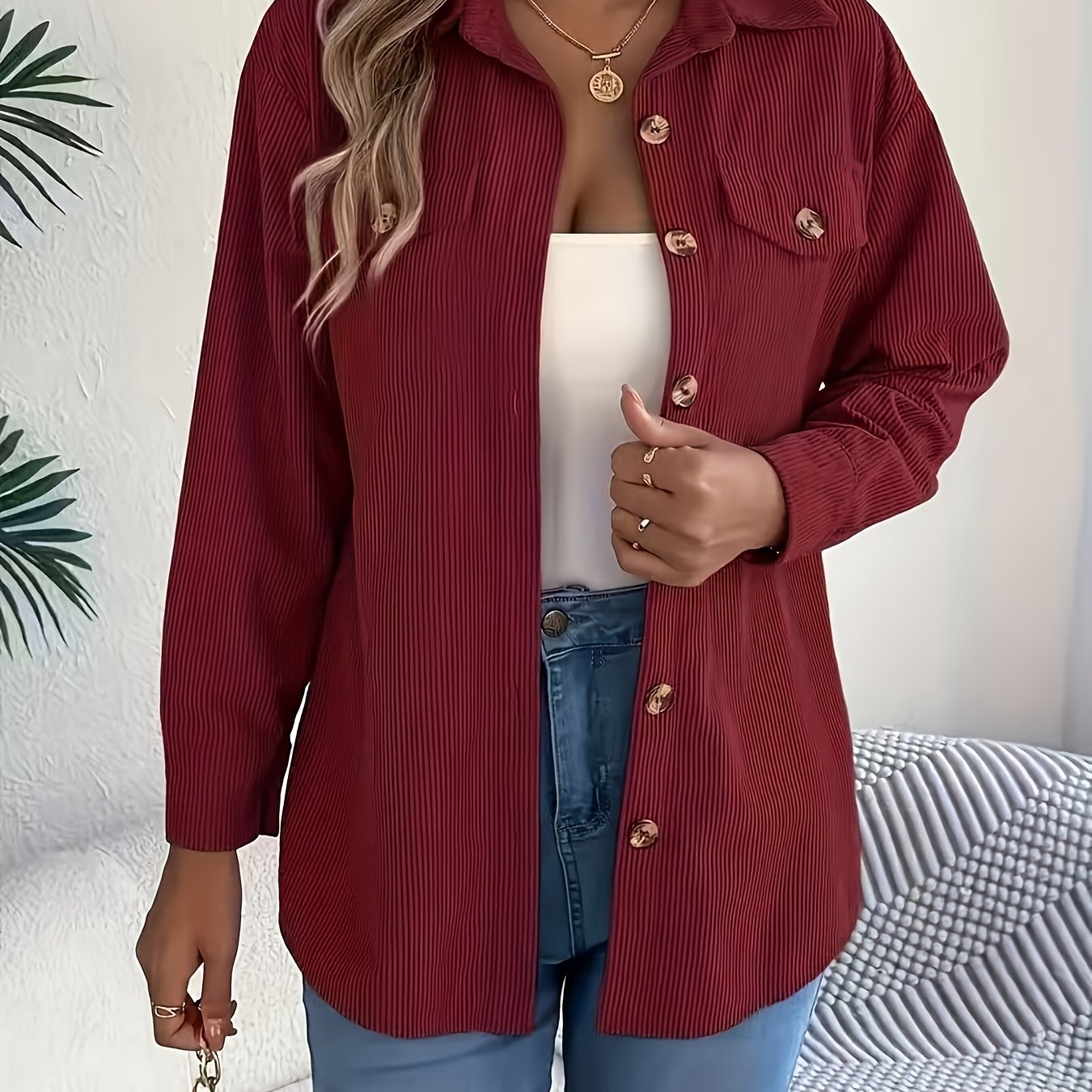 Image of Sq25060912 Directional Style Loose Ribbed Easy Shirt
