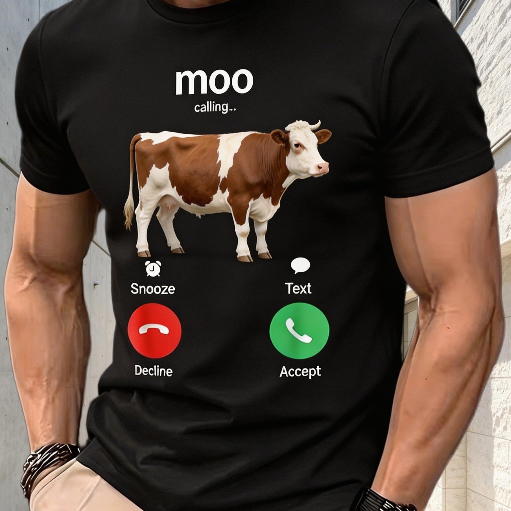 TEMU Hobby Calling Incoming Call Screen Print Men's Short Sleeve T-shirt Round Neck Casual Summer