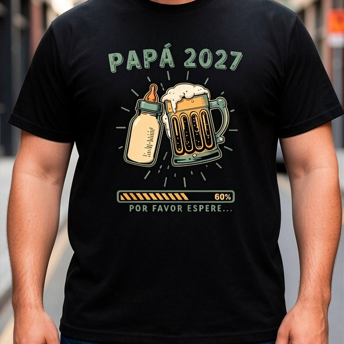 Future Dad 2027 Announcement - Men's Crew Neck Casual T-shirt - 100% Cotton - Slightly Stretch Fabric - Regular Version - Suitable For Casual Attire