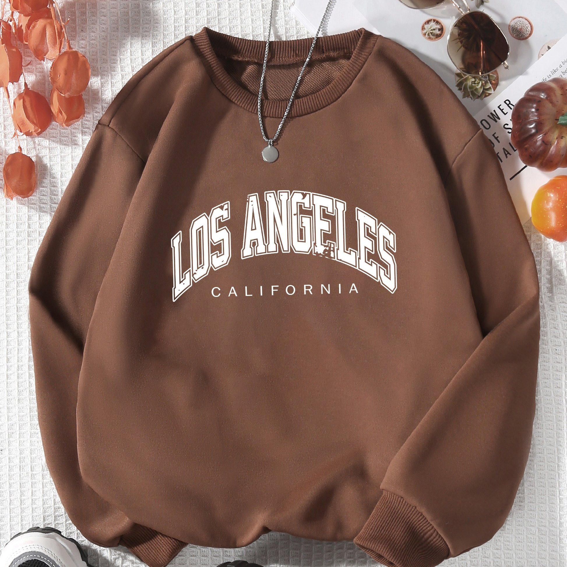Girls' Big Round Neck Letter Sweatshirt