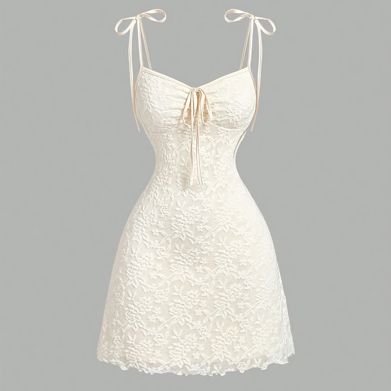 E-shop Gerafftes Kleid mit Bindegürtel, Schleife, Schultergurt, verstellbarer Taille, A-Linie, Jacquard-Stoff, Boho-Konzert, Abschlussfeier, Festival,