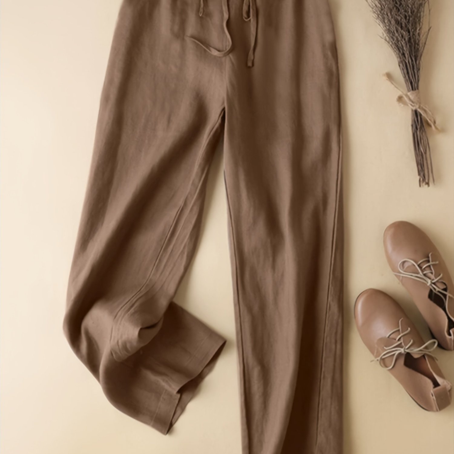 E-shop Plus Size - Plus Size - Damenmode in großen Größen, locker sitzende High-Waist-Hose mit Drapierung für Frühling, Sommer und Herbst,