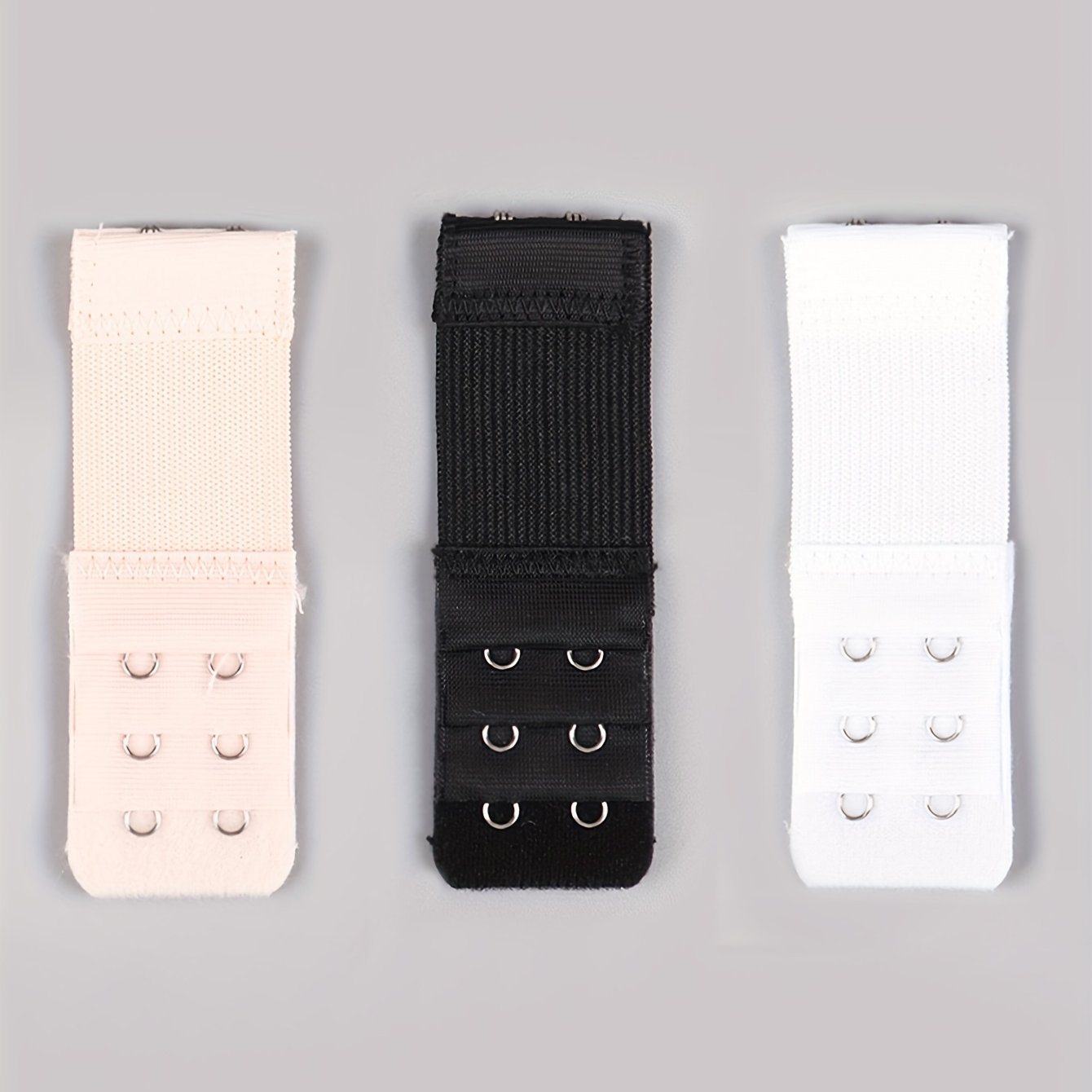 Image of 3pcs Women's Bra Extension Straps With 2 Adjustable Buckles - Fabric, Beige, Fit For Casual Attire, Bra Accessories, Casual Wear, , Durable Construction