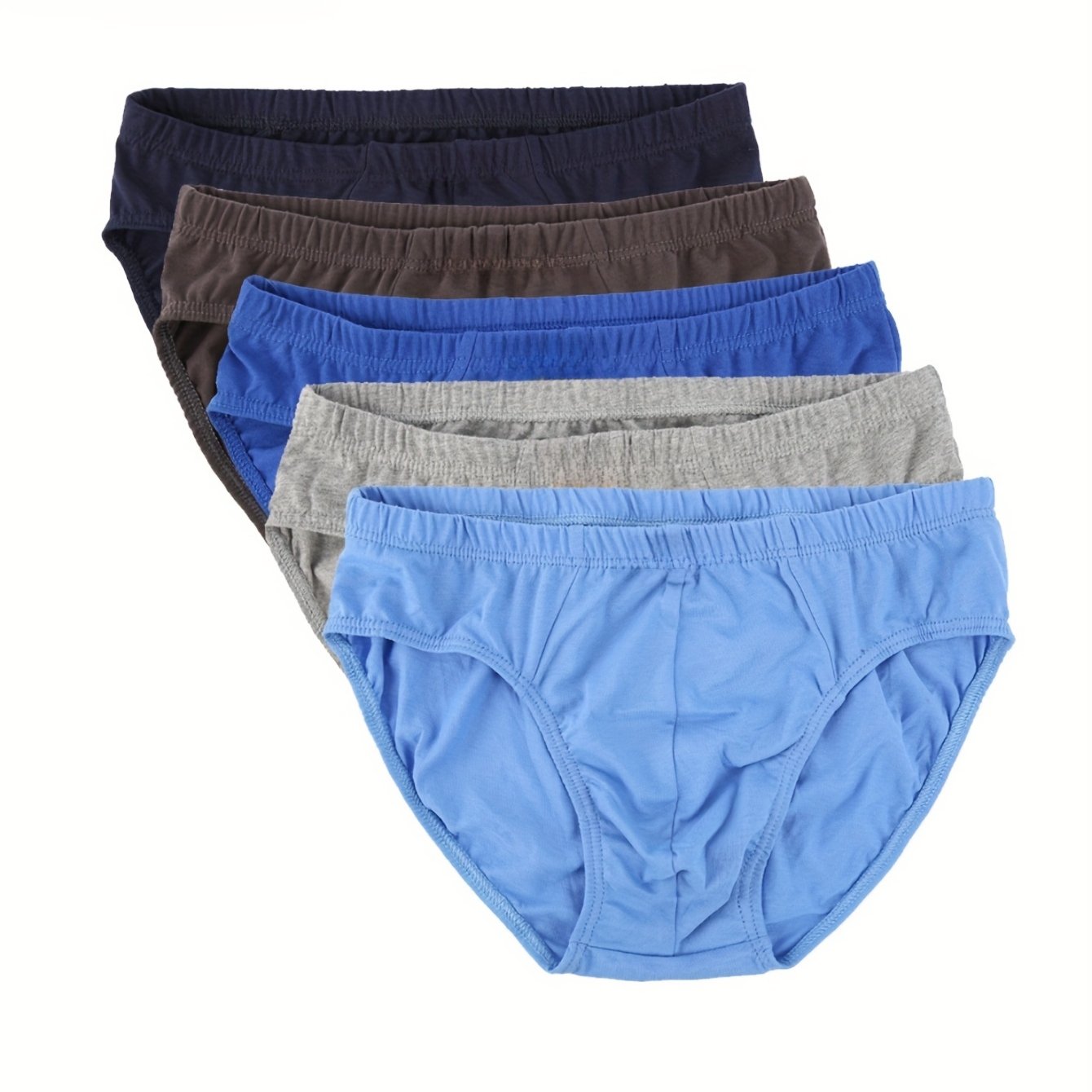 Image of 5-pc Assorted Men's Cotton Triangle Briefs, Mid-waist Youth Boxer Shorts, Plus Size For Big & Tall Men, Breathable And Sexy Underwear, Comfortable And Skin-friendly With Double-layer Crotch