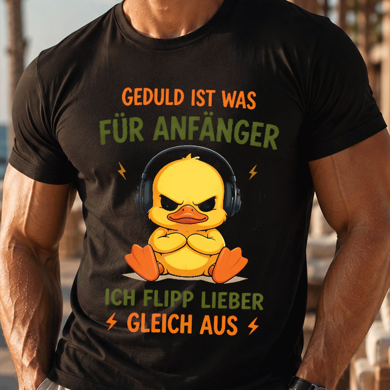 Image of Geduld Ist Faux Fur Anfanger Ich Ggleich Aus Ente German Text Duck(4) For Men Summer Casual T-shirt- Lightweight Tee For Seaside Vacation, Beach Resort