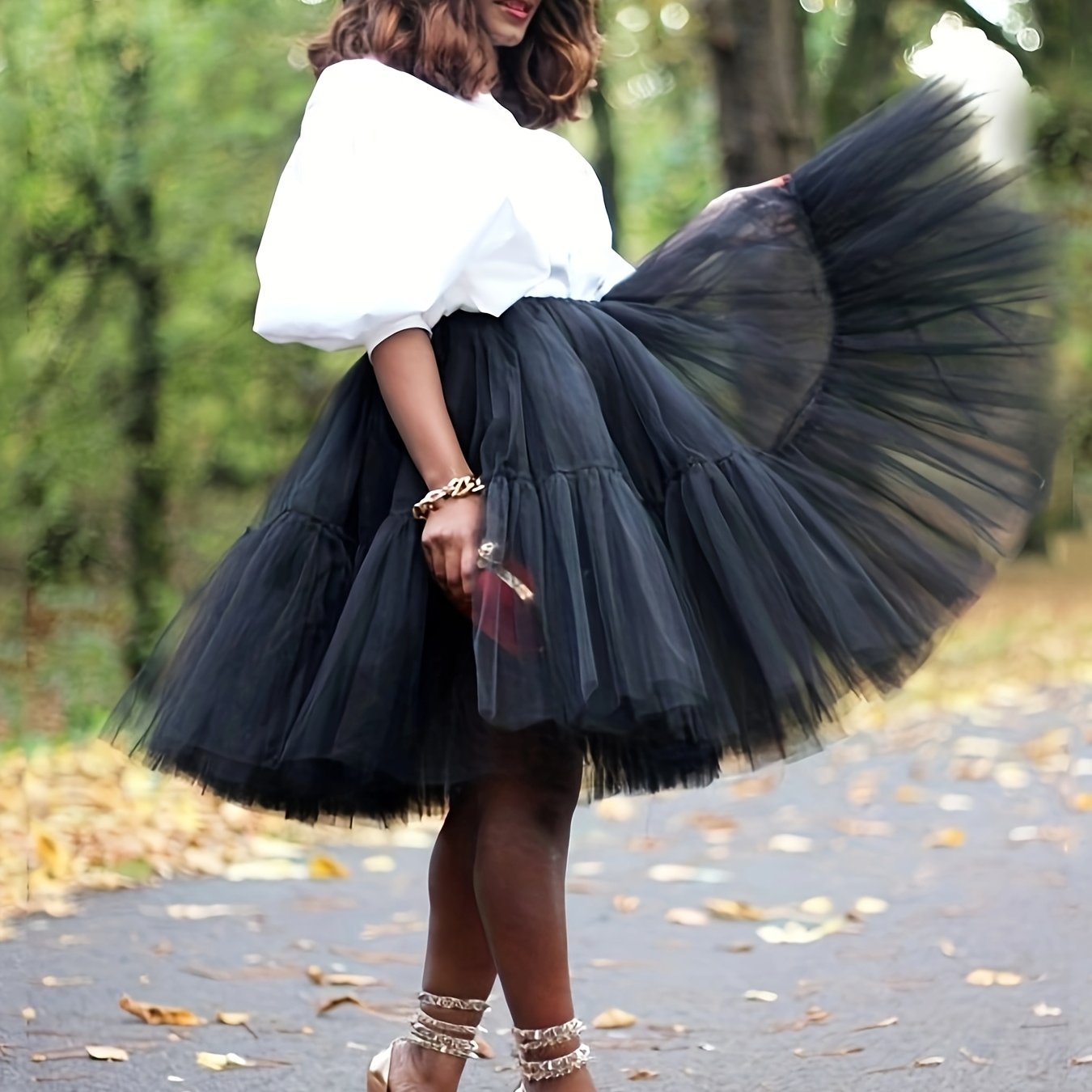 Plus Size - Plus Size - European And Five-layer Tulle Petticoat With Fluffy Big Hem, Multi-layered Skirt