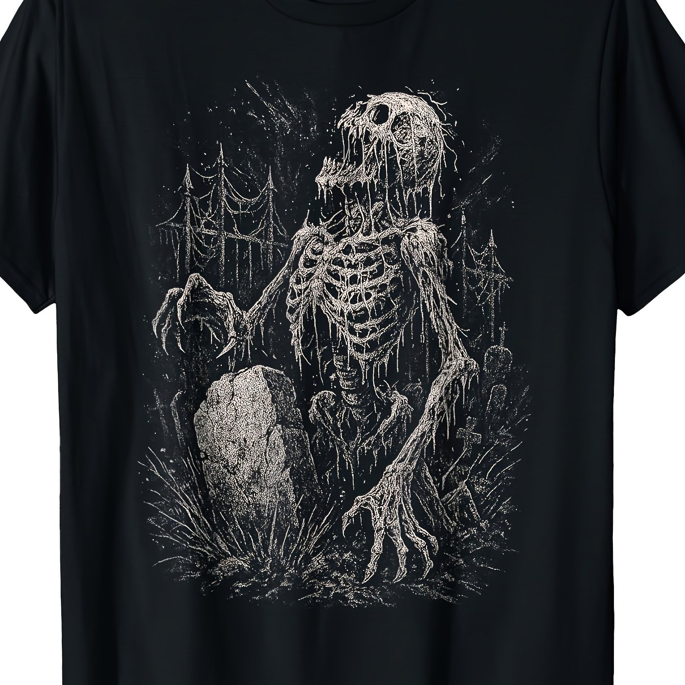 Plus Sizezombie Skeleton Horror Grave Goth Alt Alternative Art T-shirt Comfortable Perfect For Home Outdoor Work Gifting (birthdays Valentine's Day Mother's Day) S-3xl Unisex, Plus Size