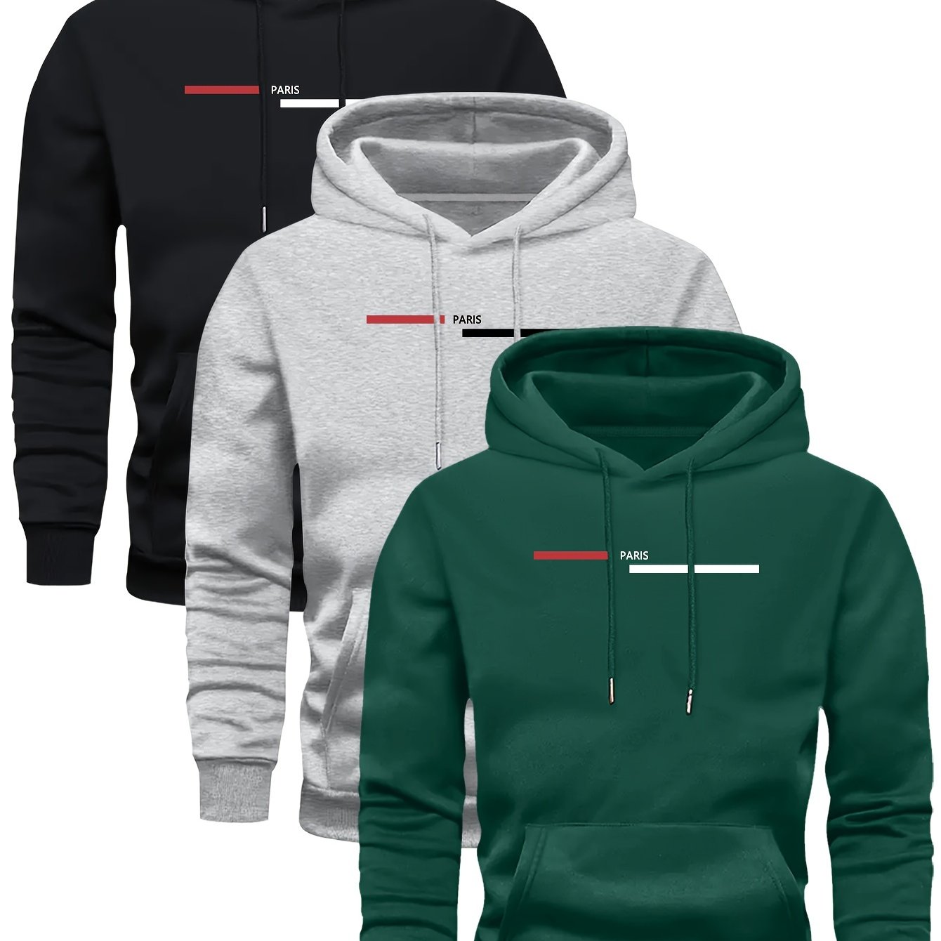 TEMU 3 Hooded Sweatshirt Fleece Men's Casual Versatile Fashion Trendy Brand Pullover Hoodie 3pcs Set