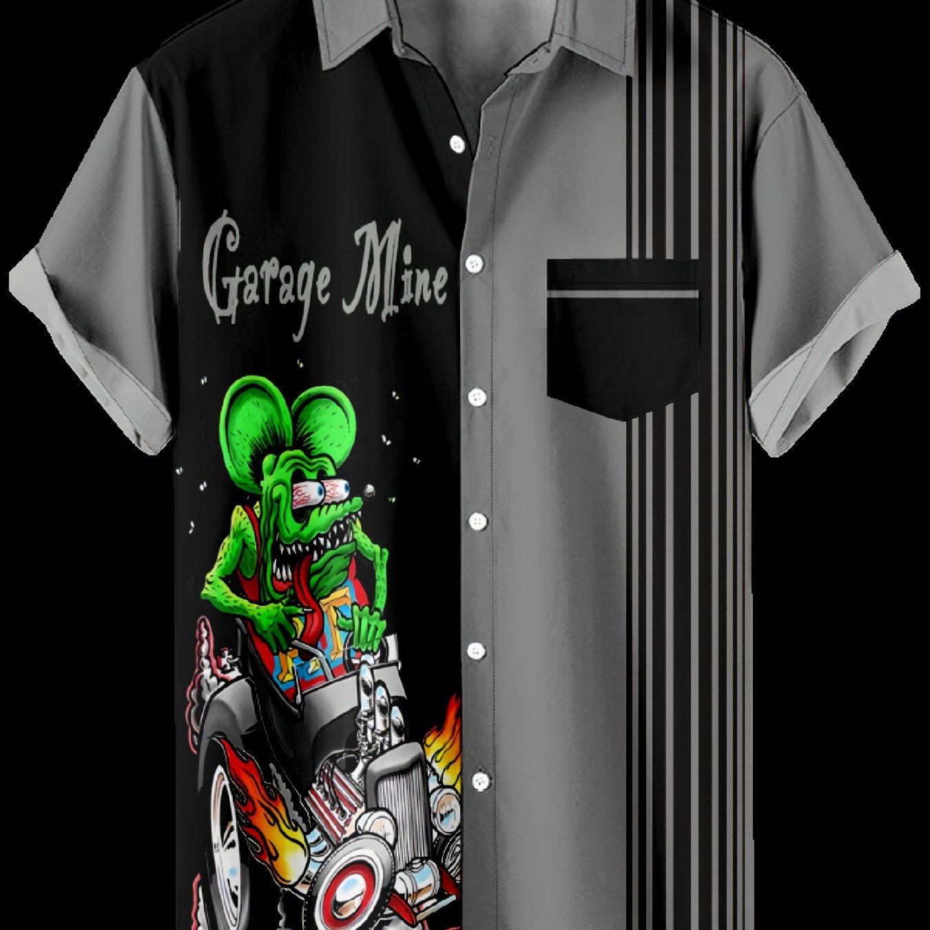 TEMU Plus Size Men's Clothing, Print Button-up Shirt, Plus Size Men's Apparel, Casual Short Sleeve Top, Pocket Short Sleeve Men's Wear, Lightweight