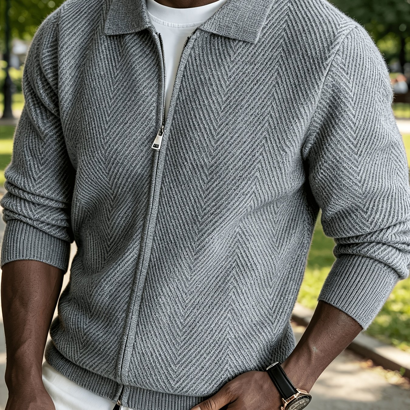 TEMU 2026 's Fall/winter Full-zip Knit Cardigan, Collared Knit Sweater, Casual Fashion Mature Style Top For Daily Wear, Office Outfits & Weekend
