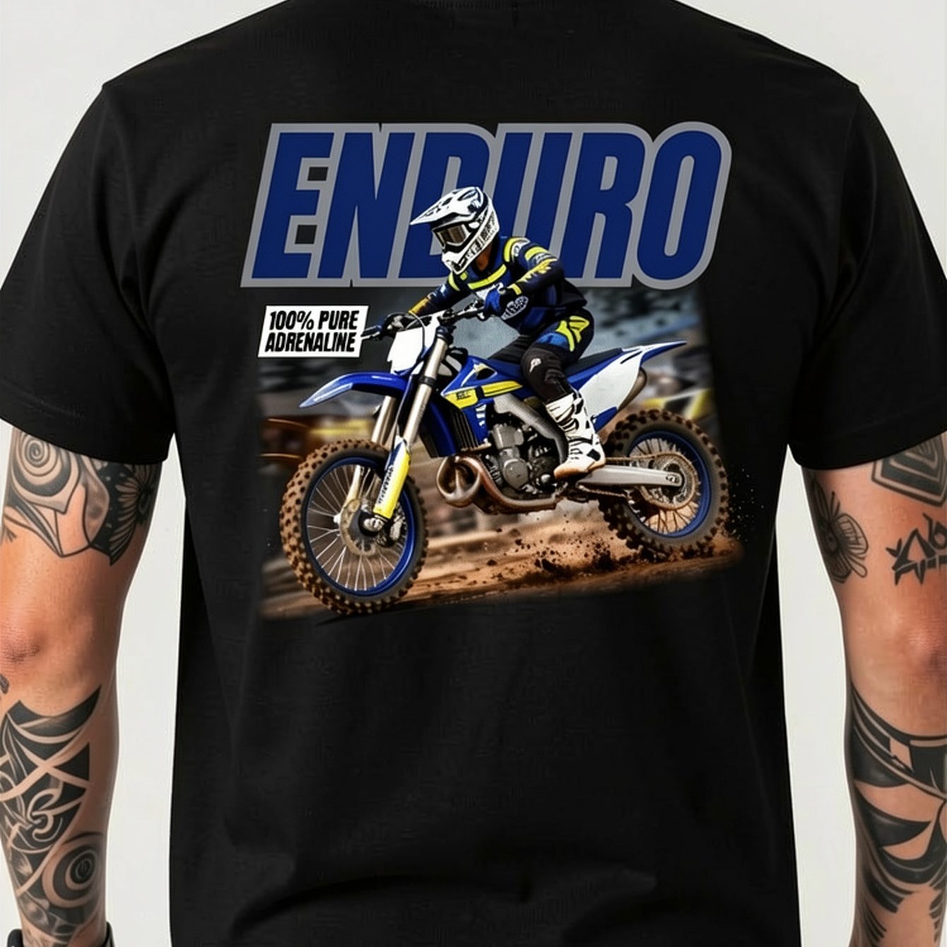 Image of Men's Motorcycle T-shirt With Back Print - Short Sleeve Round Neck Riding Apparel, Fit Suitable For Enduro/ Fans, Machine Washable Gift For & Dirt Enthusiasts, Casual -fit For Daily Wear