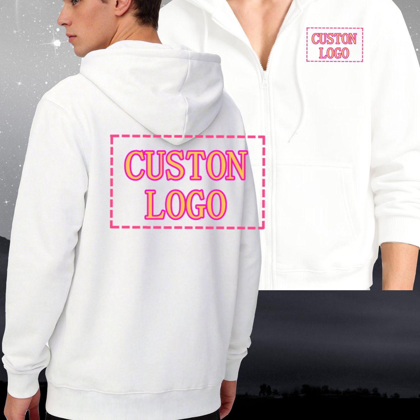 TEMU Fai da te il tuo design : logo/ personalizzata, personalizzabile ovunque, cardigan con cerniera e cappuccio per