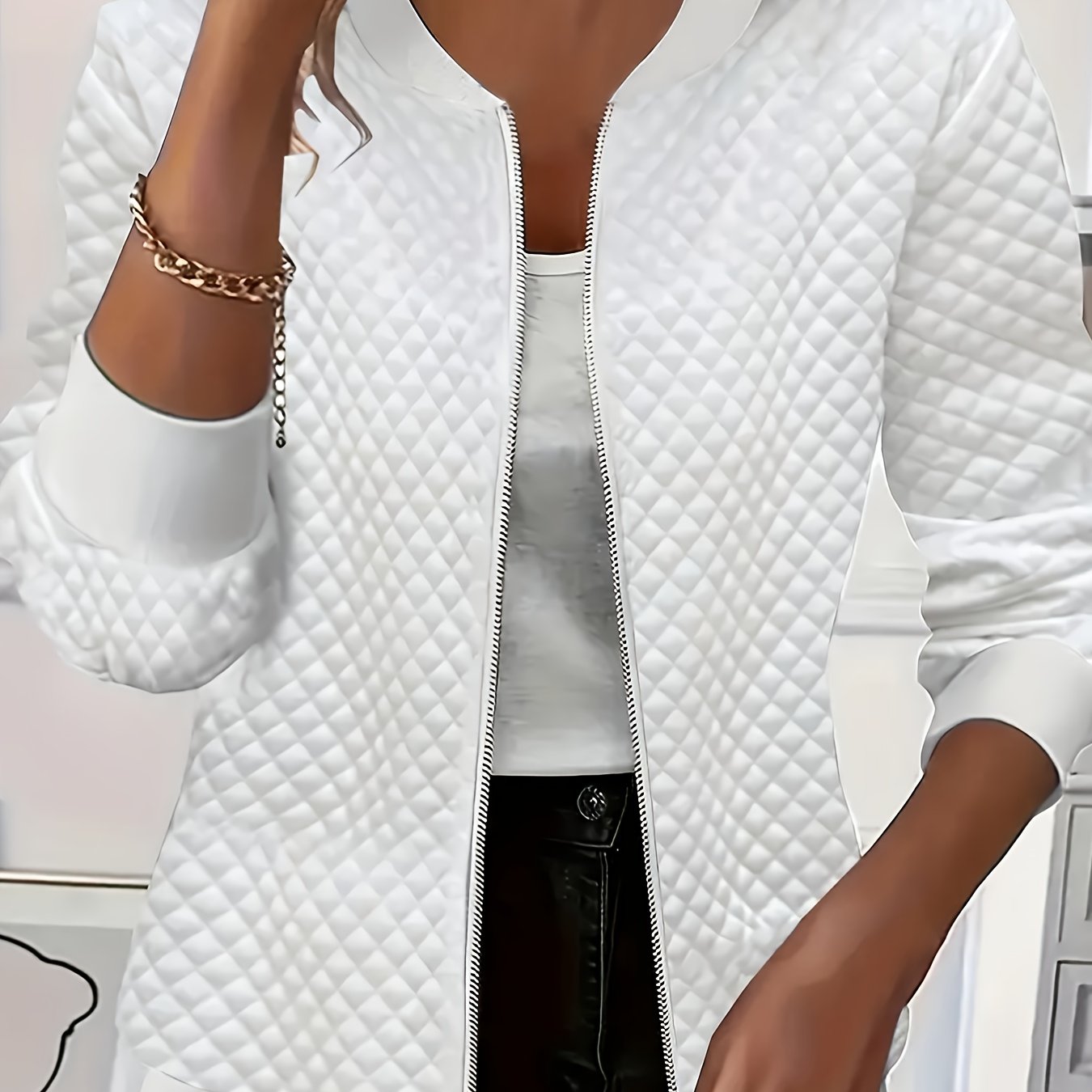 E-shop Plus Size - Plus Size - Herbst Winter Hot Item Mode Elegante Lässige Jacke mit Reißverschluss, Langarm, Baseballkragen für Damen