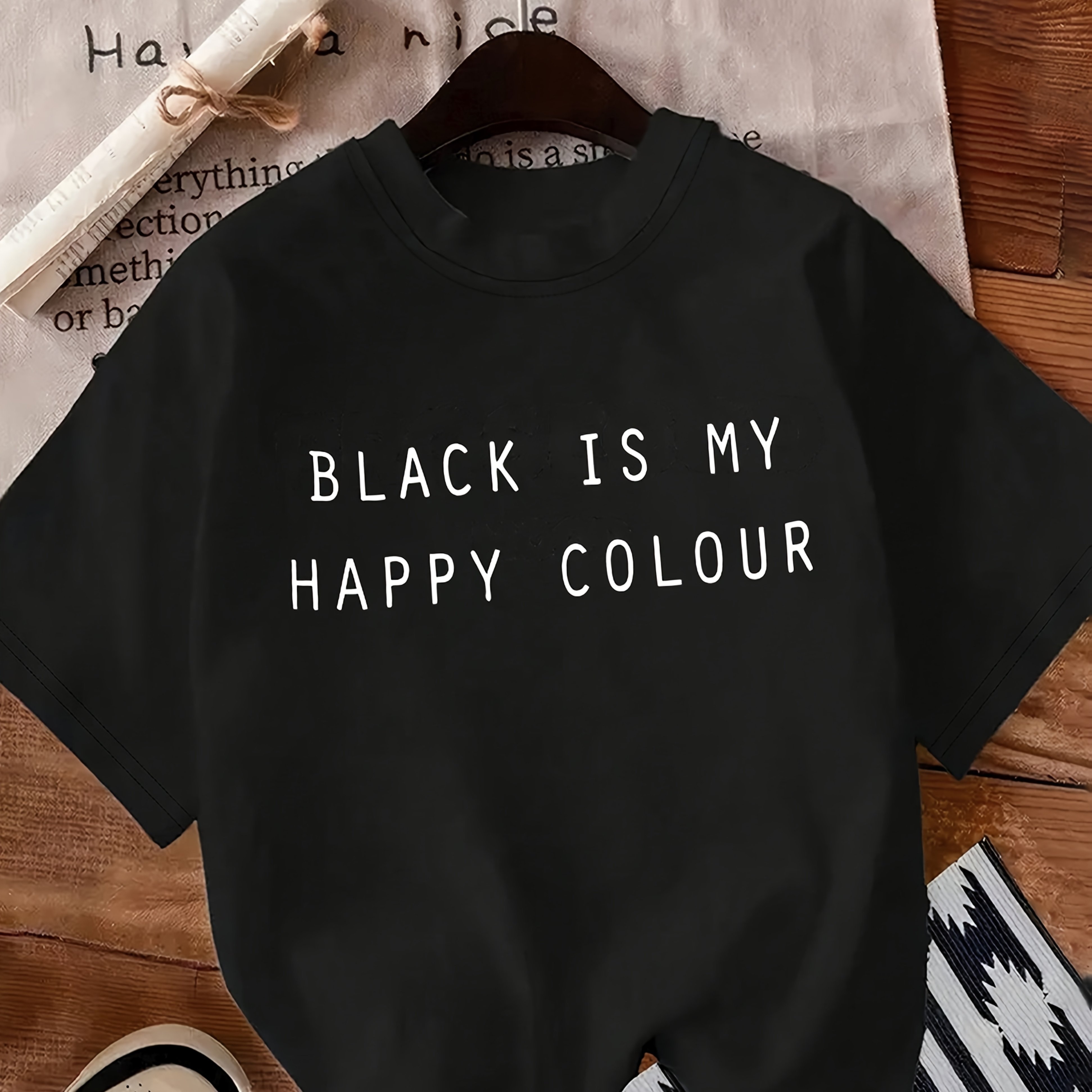 Letter Print T-shirt, Short Sleeve Crew Neck Casual Top For Summer & Spring, Women's Clothing