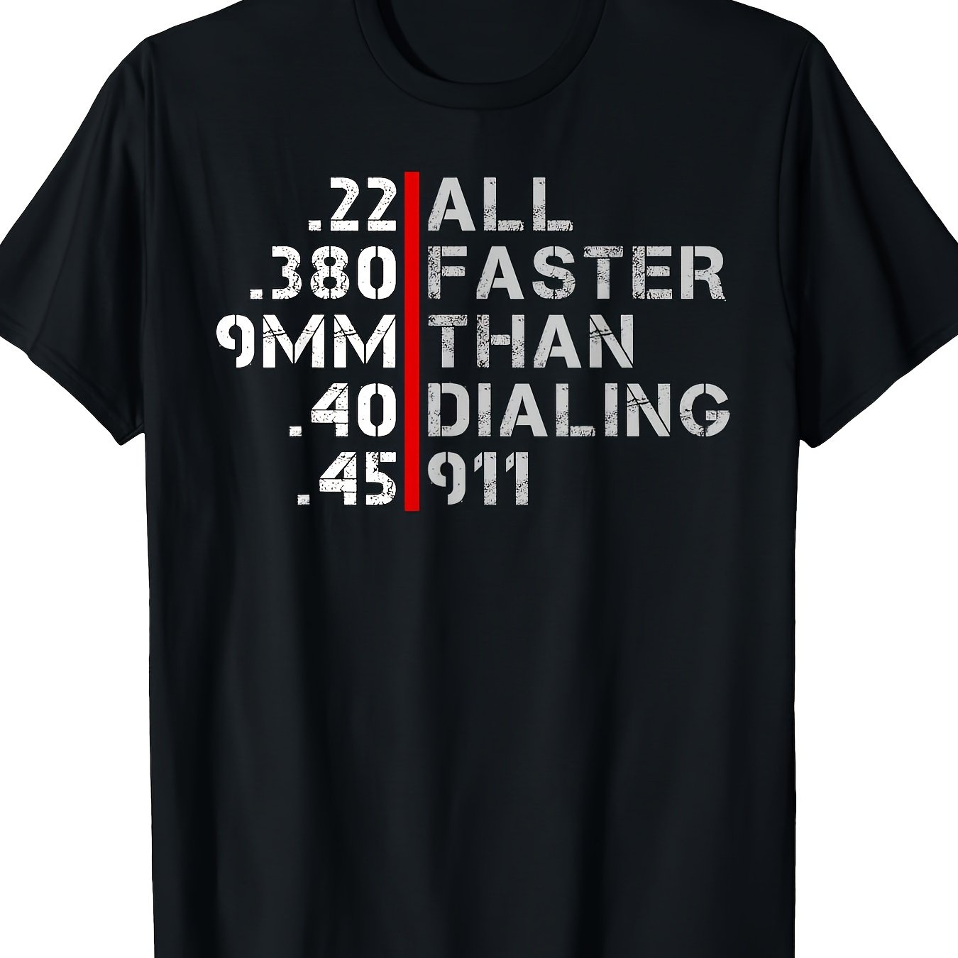 TEMU Men's Professional Gun Shirt | Faster Than Calling 911 Gun Enthusiast T-shirt - Casual And Shooting Range Wear - Ideal Gift For Gun Owners - Red