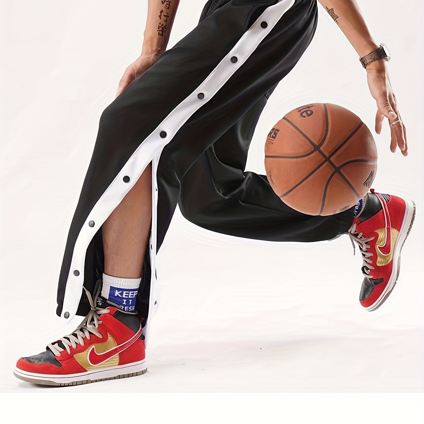 Gray -style Pants Spring Summer Thin American Full-button Athletic Loose Men's Training Basketball Long Pants Sweatpants
