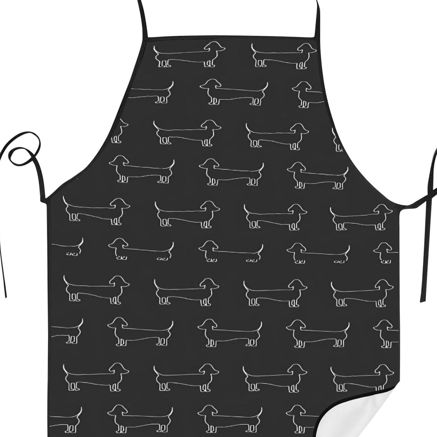 TEMU Schürze mit 2D-Druck-Design Dackel-Hund, Unisex-Schürze für Küche, Kochen, Friseur