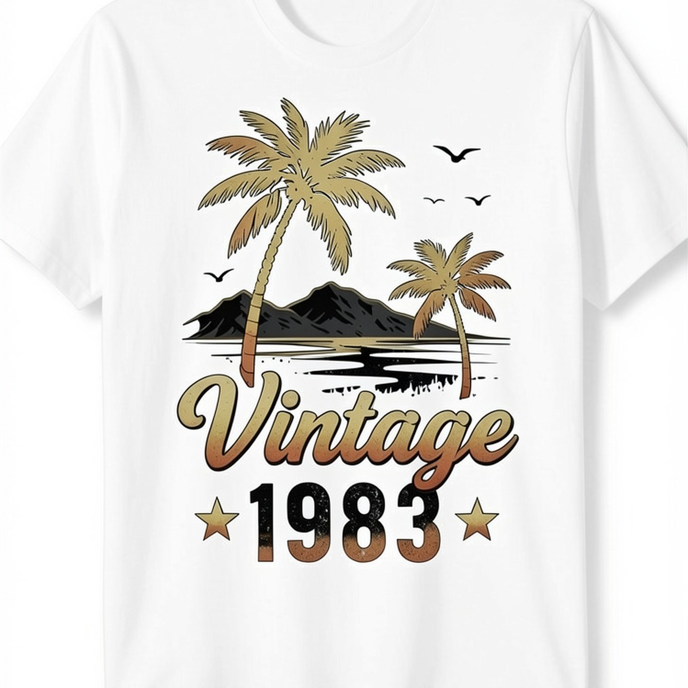 TEMU Vintage 1983 Geburtstag 43 Jahre Palmen T-shirt - Short-sleeved T-shirtmen's Casual Fashion T-shirt - Crew Neck Design - 100% Cotton -