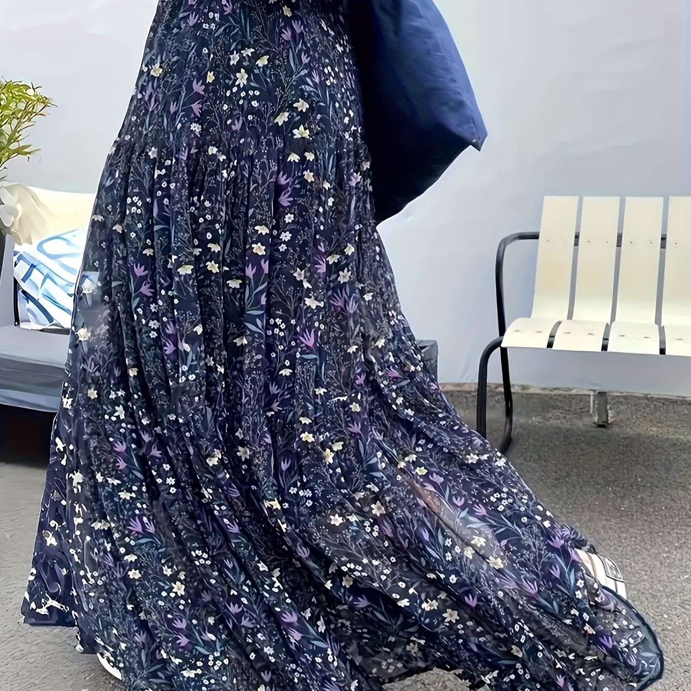 E-shop Plus Size - Plus Size - Eleganter Midi-Rock aus Chiffon mit Blumenmuster