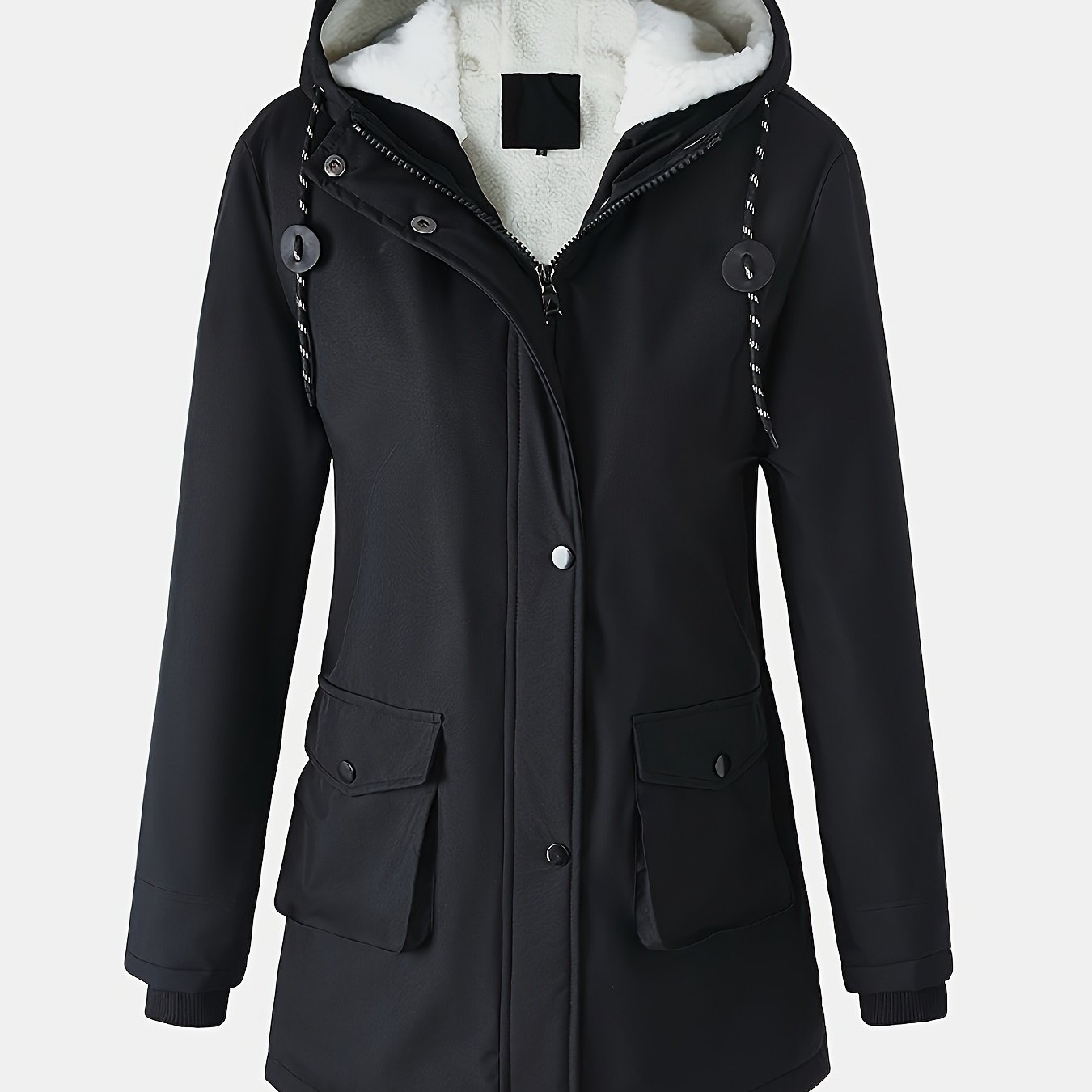 Winter New Style Mid-length Parka Coat, Autumn/winter Lamb Fleece Thickened Lined Women's Casual Hooded Jacket