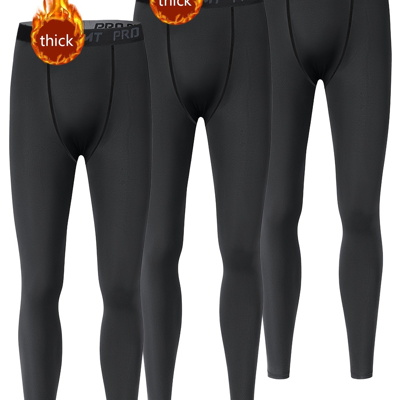 3pcs Set Of Thickened Thermal Men's Compression Pants, Ideal For Fitness Workouts And Running, Women's Outdoor Tights
