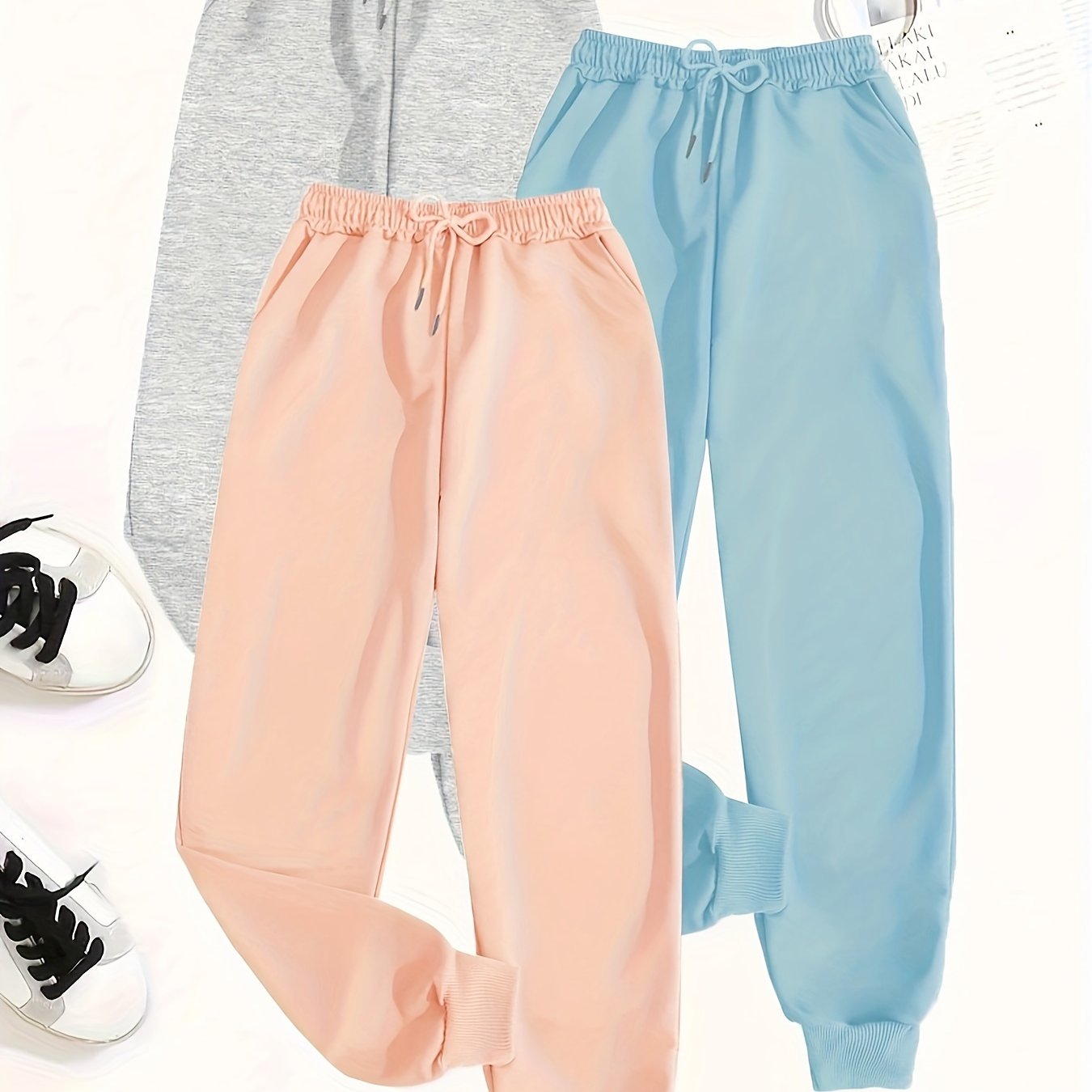 E-shop 3 Stück Damen Freizeitsport Hosen, Bequeme Freizeitsport Lange Hosen Für Sommer Und Herbst, Einfarbig Geeignet Für Herbst