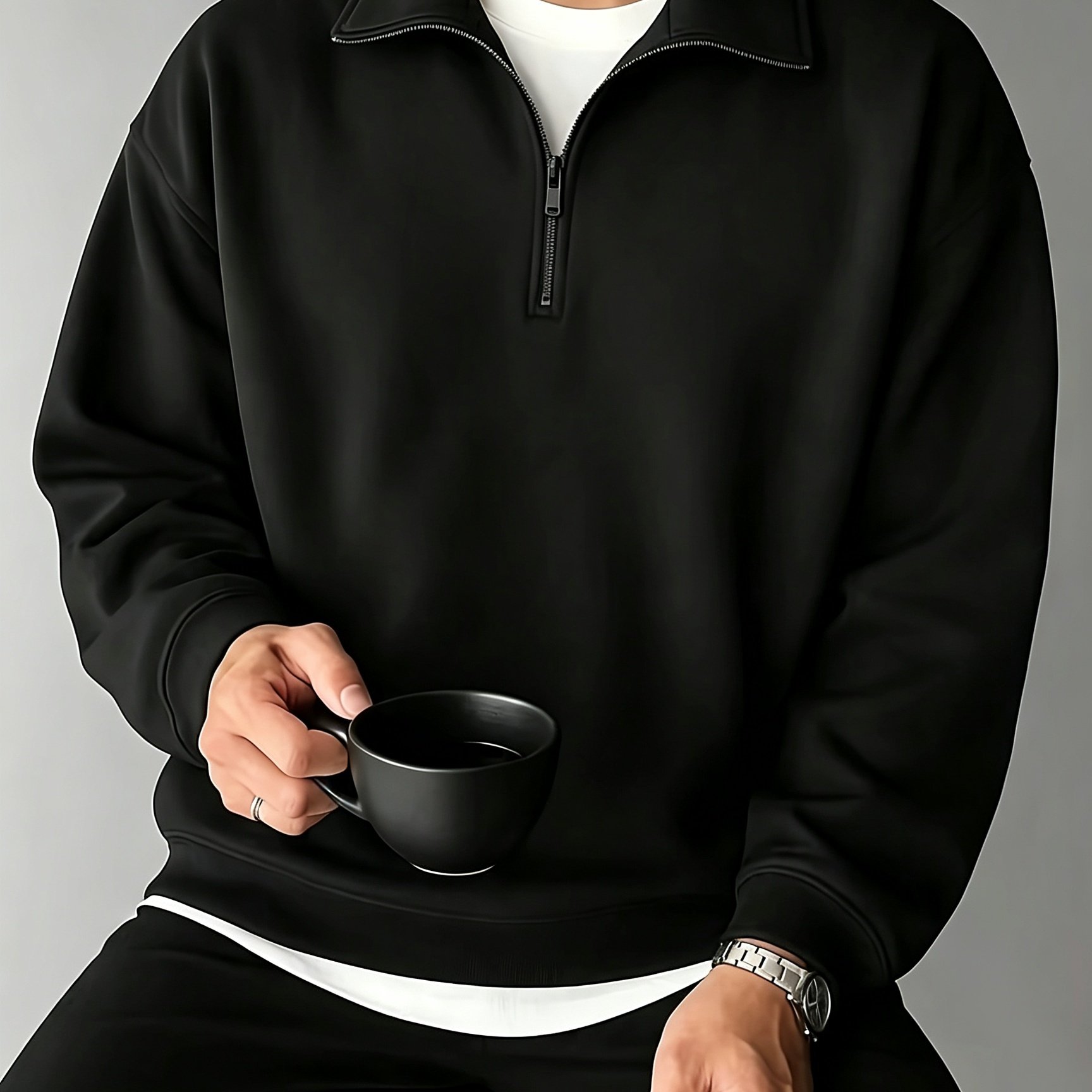 TEMU Autumn And Winter Men's Half-zip Athletic Sweatshirt
