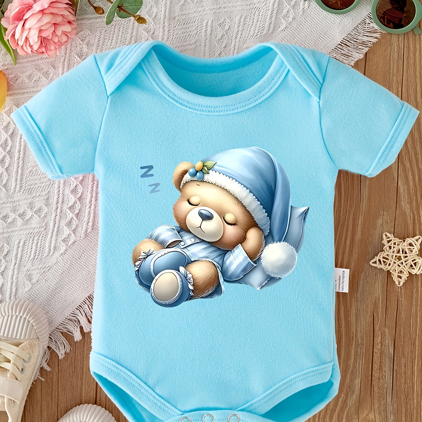 Image of Cartoon Print Baby Romper Newborn Onesie Soft And Comfortable Maternity Gift, Perfect For Outdoor