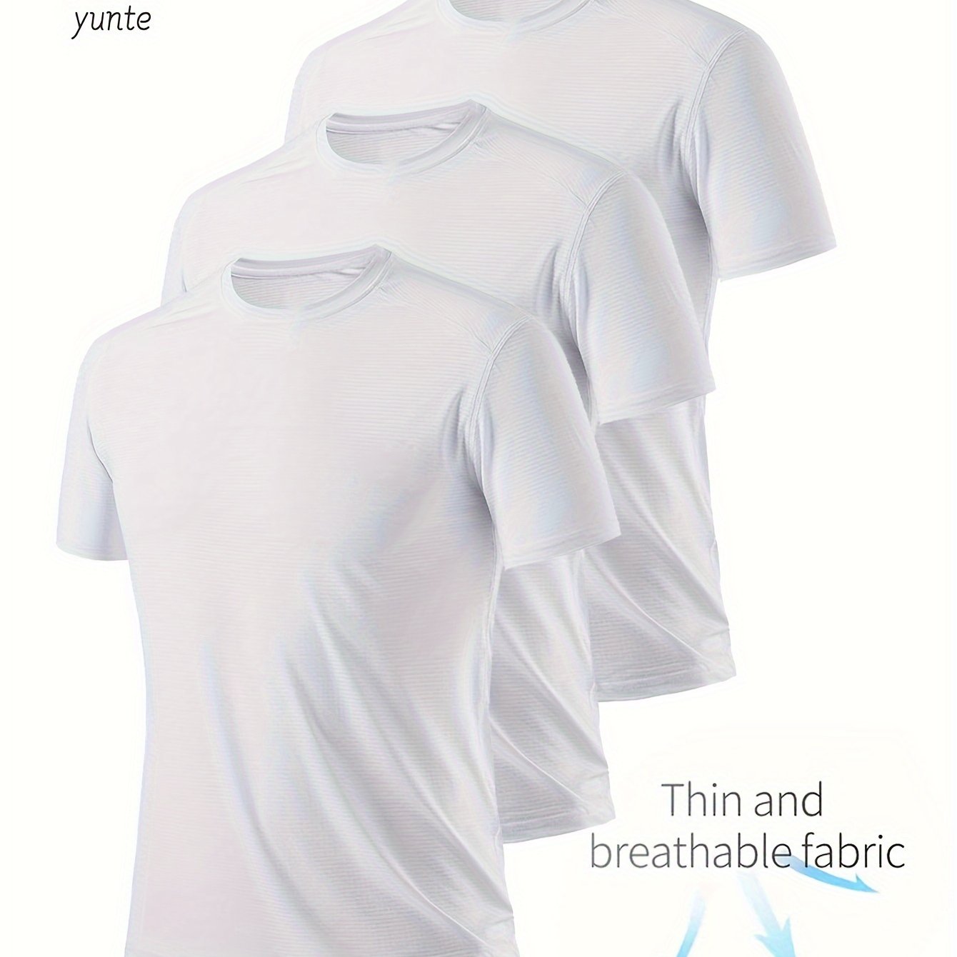 TEMU 3pcs Men' Crew Neck Short Sleeve Sports Tee, And Comfortable T-shirt, Athletic Style Clothing For Summer And Spring, As Gifts