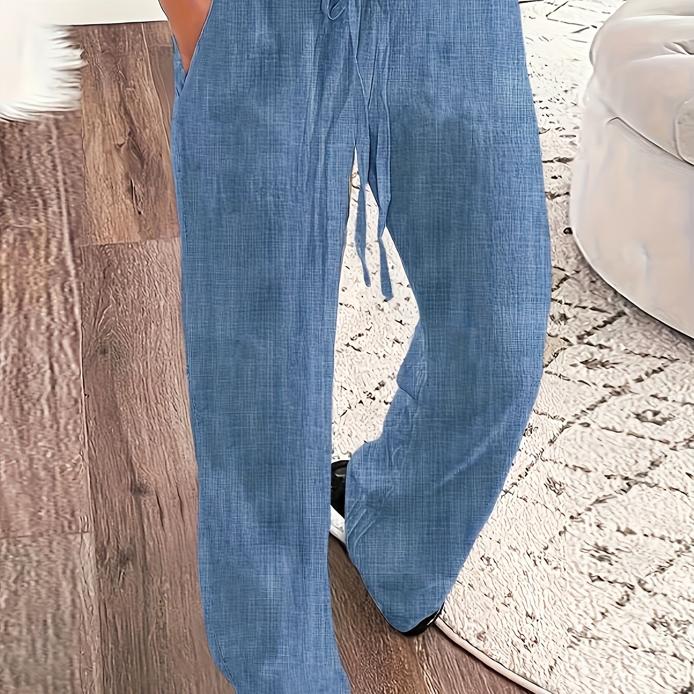 Stretch Elastic Waist Women's Pants With Insert Pockets, Simple And Versatile, 100% Polyester
