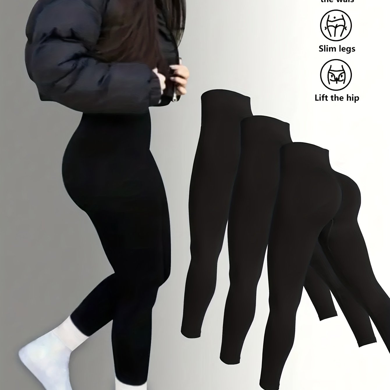 Image of 3pcs Women's Sports Body-shaping Trousers, Featuring A Cinched Waist, Abdominal Control, Peach-shaped Hips, Tight Body-shaping Trousers, And Classic And Regular Body-shaping Trousers For All