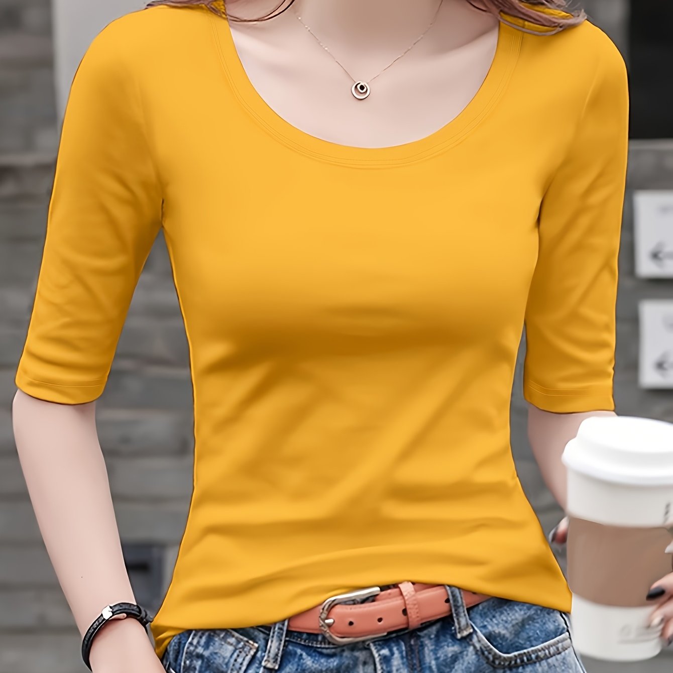 TEMU Spring/summer Women's Fashion Casual Slim-fit Tops