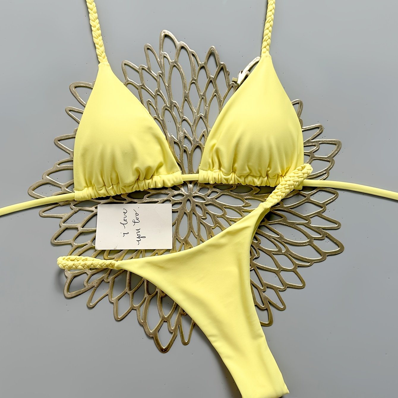 TEMU 2026 /summer Women's Fashionable Sexy Braided Lace-up Beach Vacation Bikini Set