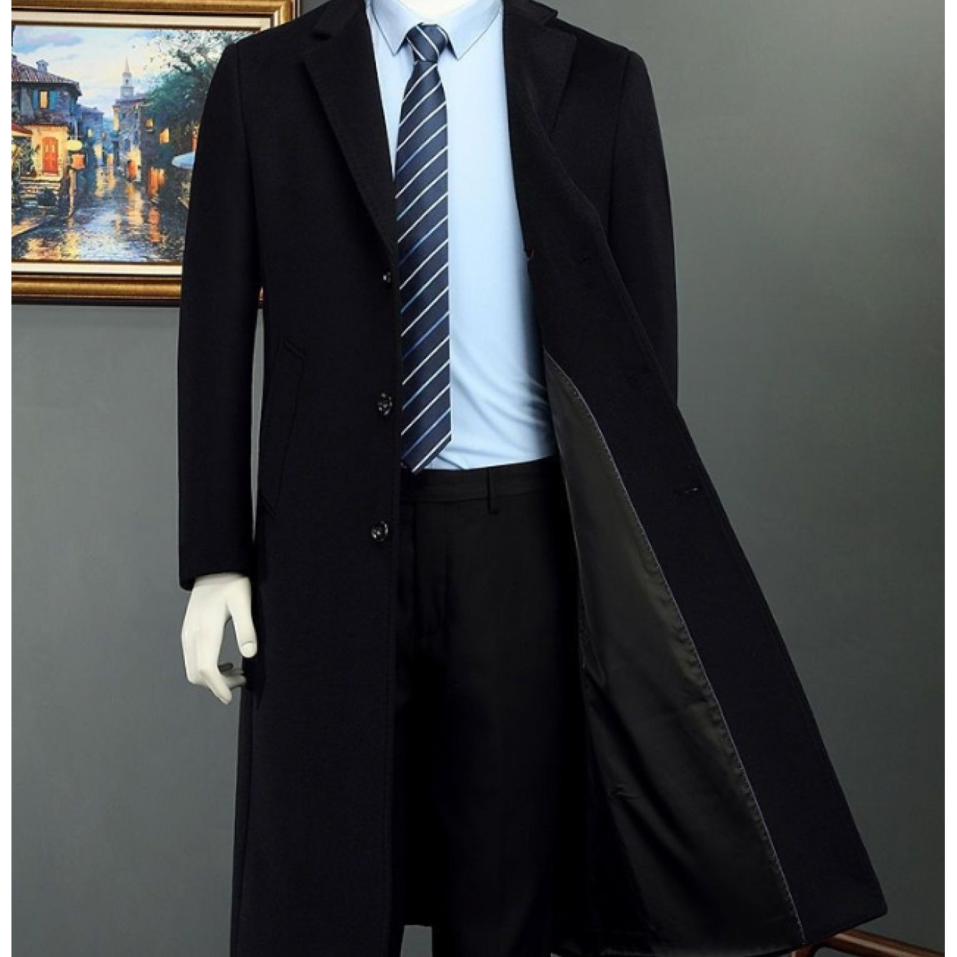 E-shop Herren Langarm-Singlebreast-Blazerjacke – Einfarbiges Casual zu Business-Casual-Mantel mit , Polyester Regular Fit für Büro und formelle Anlässe