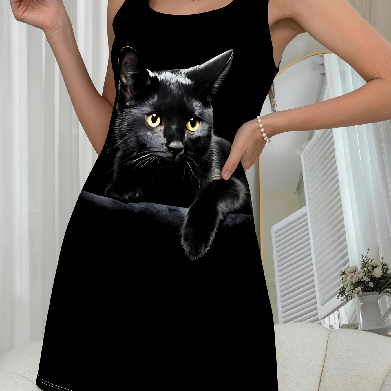 TEMU Camicia da casual da casa da donna, vestaglia con spallina con stampa di ritratto , per l'abbigliamento da casa, abbigliamento elegante da donna