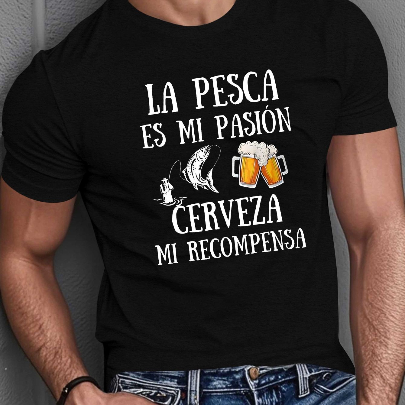 TEMU Camiseta de Manga Corta para Hombre de Pesca - Top