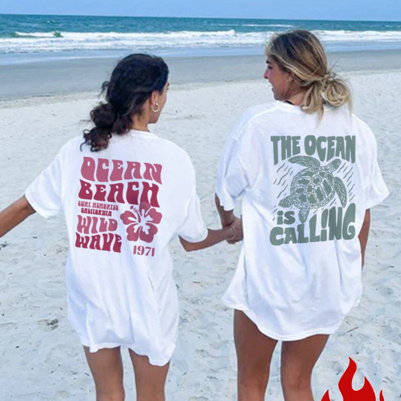 Image of 2pcs Set Women's Short Sleeve Round Neck T-shirt, , Letter And , Loose Fit Colorful Cute Short Sleeve, Suitable For Beach Or Outdoor