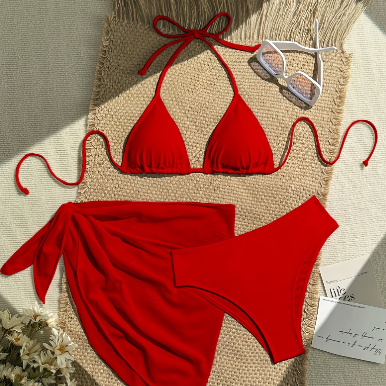 TEMU New Summer Sexy And Fashionable 3pcs Bikini Set, Vacation Series