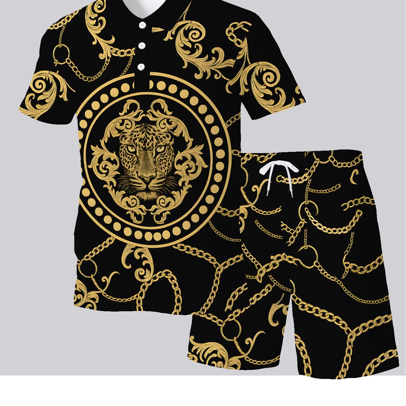 TEMU Men's Summer Short Sleeve Casual 2pcs Set, Patterned Men's Youth Business Home Outing, Fashion Shorts Casual Outfit