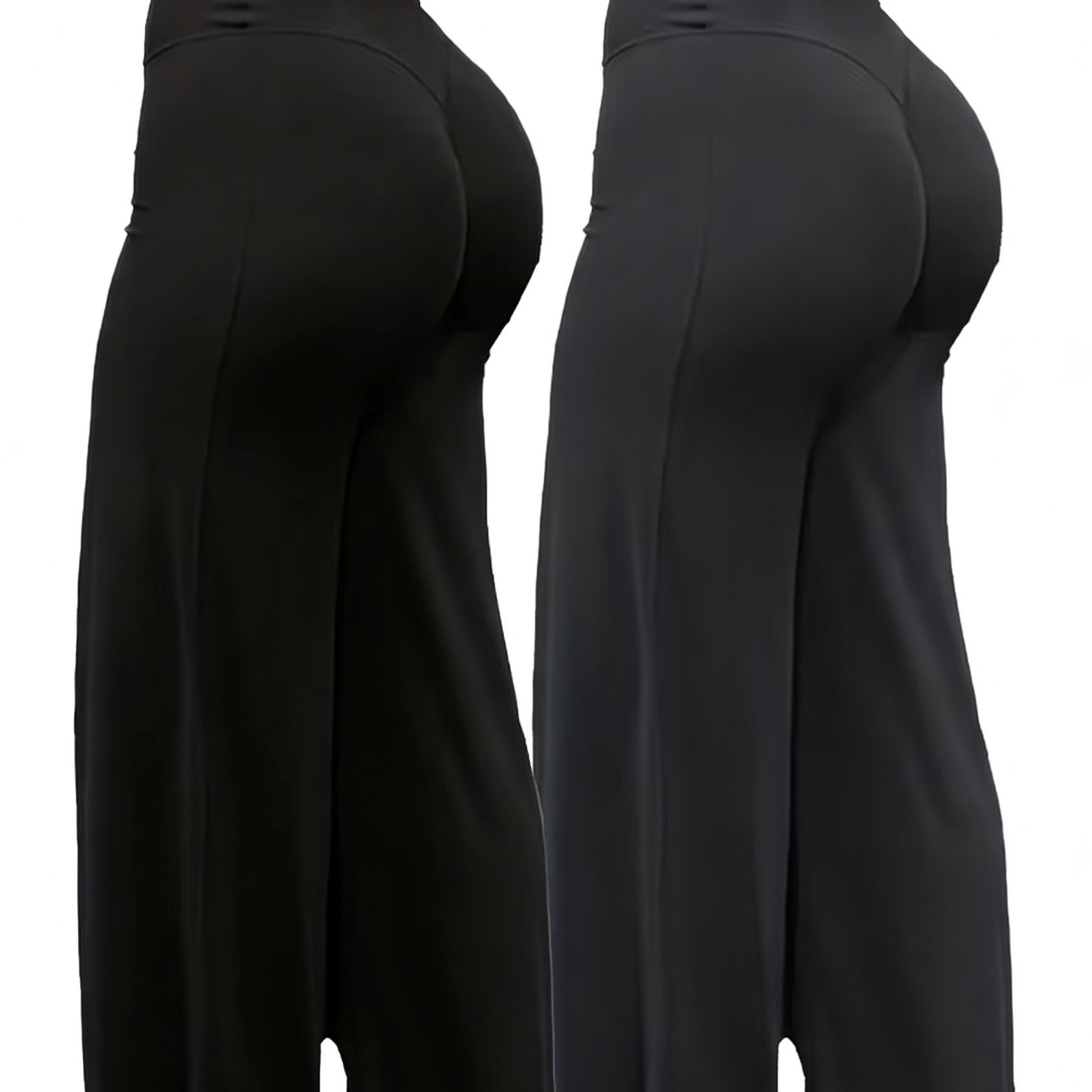 TEMU 2 Piezas de Pantalones de Pierna Ancha para Mujer, Diseño de Cintura, Moldeadores de Piernas, Caída, Ideales para Uso Diario y al , Estilo