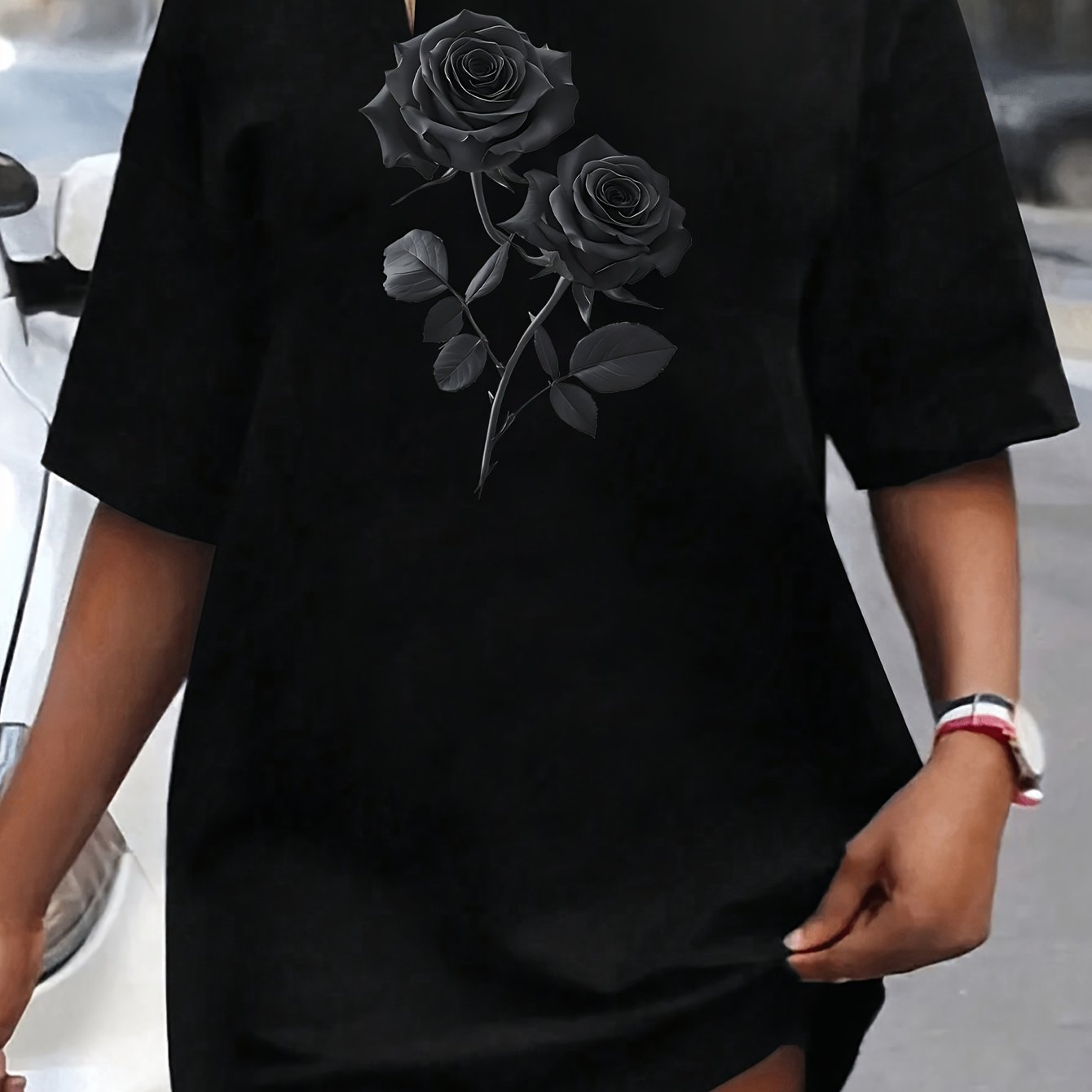TEMU Plus Size, Women's Loose-fit Short-sleeve T-shirt With Round Neck And Drop Shoulder Sleeves, A Casual And Versatile Top