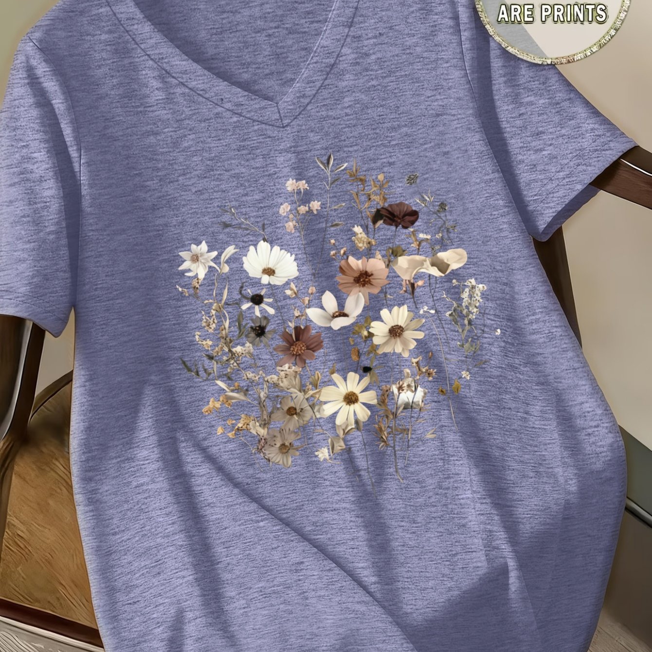 TEMU Plus Size Casual Sportswear For Women, -neck Loose-fit Floral Print Short-sleeve T-shirt, Summer And Figure-flattering , Suitable For Yoga,
