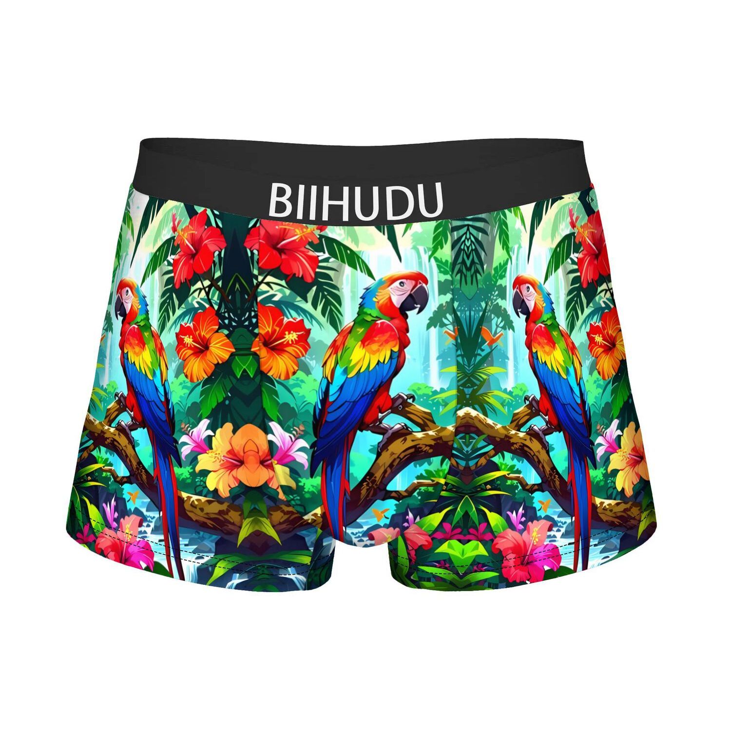 TEMU 2d Print Design Rainforest Toucans Men's Boxers Shorts, Parrots Breathable Underwear, Comfortable Daily & Casual Wear